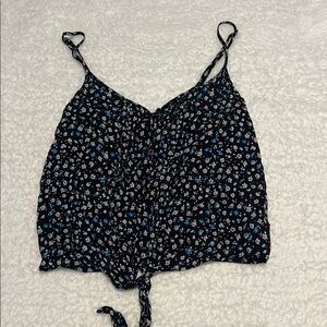 Garage Black and White Tie Front Camisole